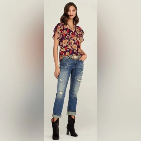 Cabi Size 2 #4152 100% bf Boyfriend Jeans Distressed Ankle Length Crop Blue - Picture 2 of 14